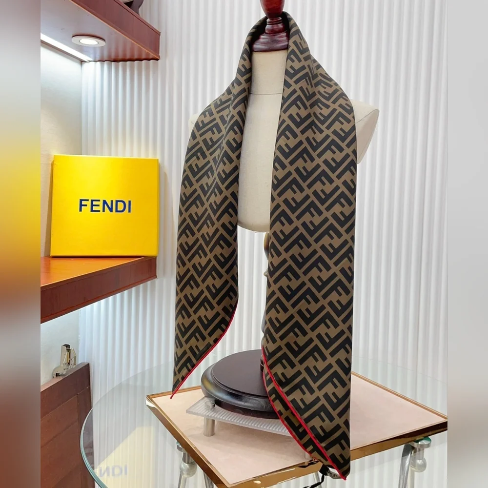 Brown and Black Patterned Scarf